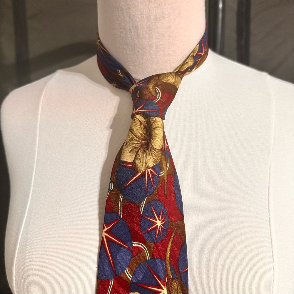 LDM Vintage Men’s Tie Abstract Silk Floral Tie Necktie Made in Italy Handmade